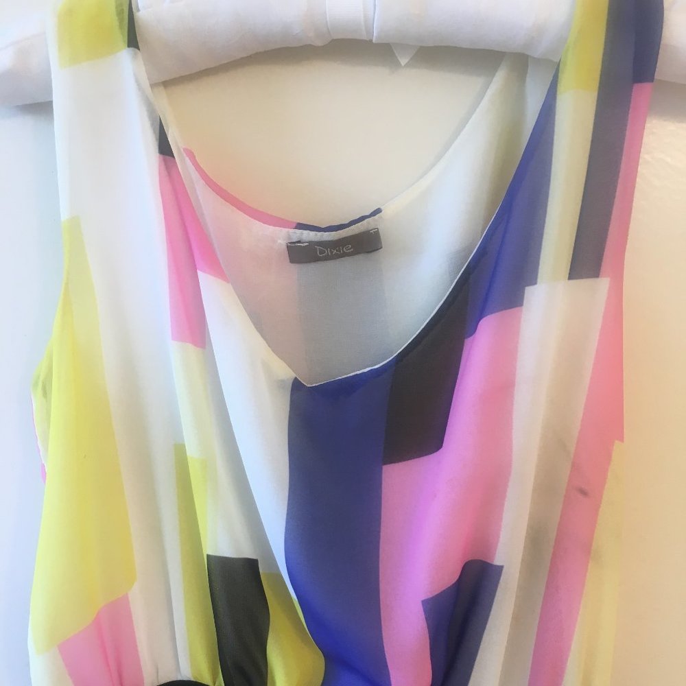 Sheer-Look Abstract-Multi-Color Print Dress - image 2